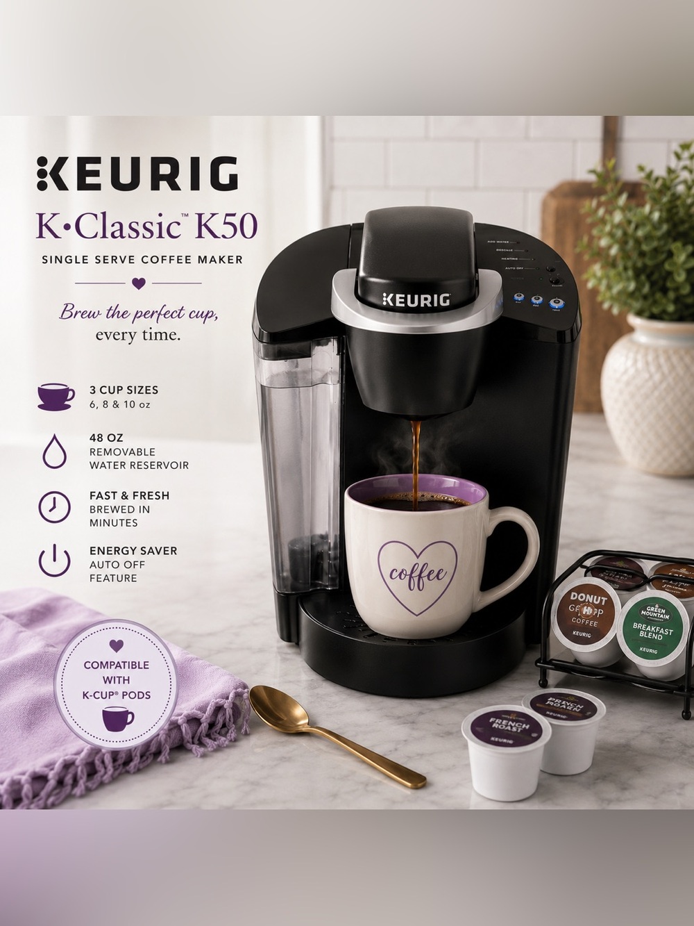 NEW Keurig K-Classic K50 Coffee Maker Black Factory Sealed